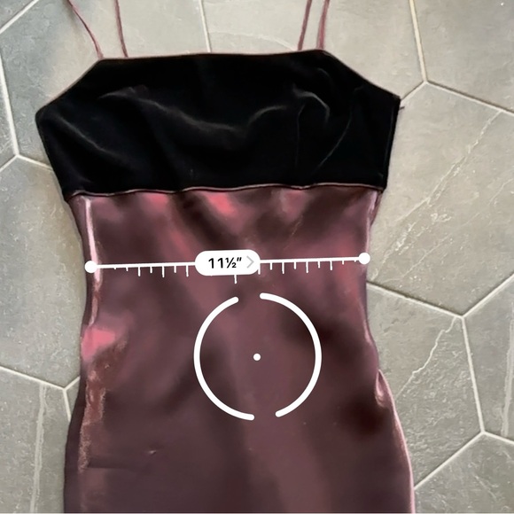 VTG 90s Dark Red Metallic & Velvet Empire Waist Formal Prom Princess Dress Gown - Picture 11 of 13